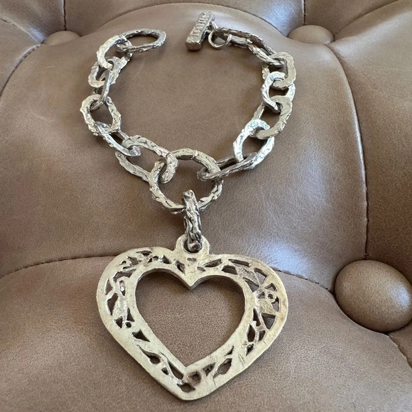 Gorgeous Sterling Silver Vine & Heart Bracelet by Bloodline Design - Picture 1 of 7